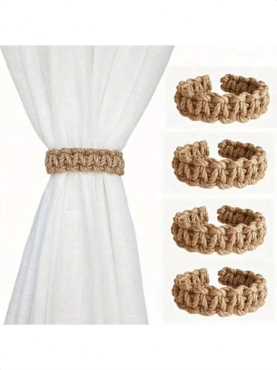 2pcs/4pcs Curtain Tiebck, Curtain Tie Rope Braided Curtain Clip Curtain Holdback For Bedroom Living Room Home Decor