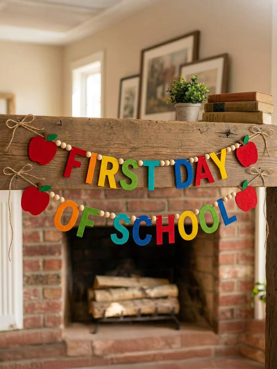 Felt Material DIY Banner Decoration, Return To School Flower Wreath Decoration, Home Classroom Office Party Supplies Decoration On The First Day Of School, Primary School, Middle School Playground, Graduation Ceremony Decoration, Back To School